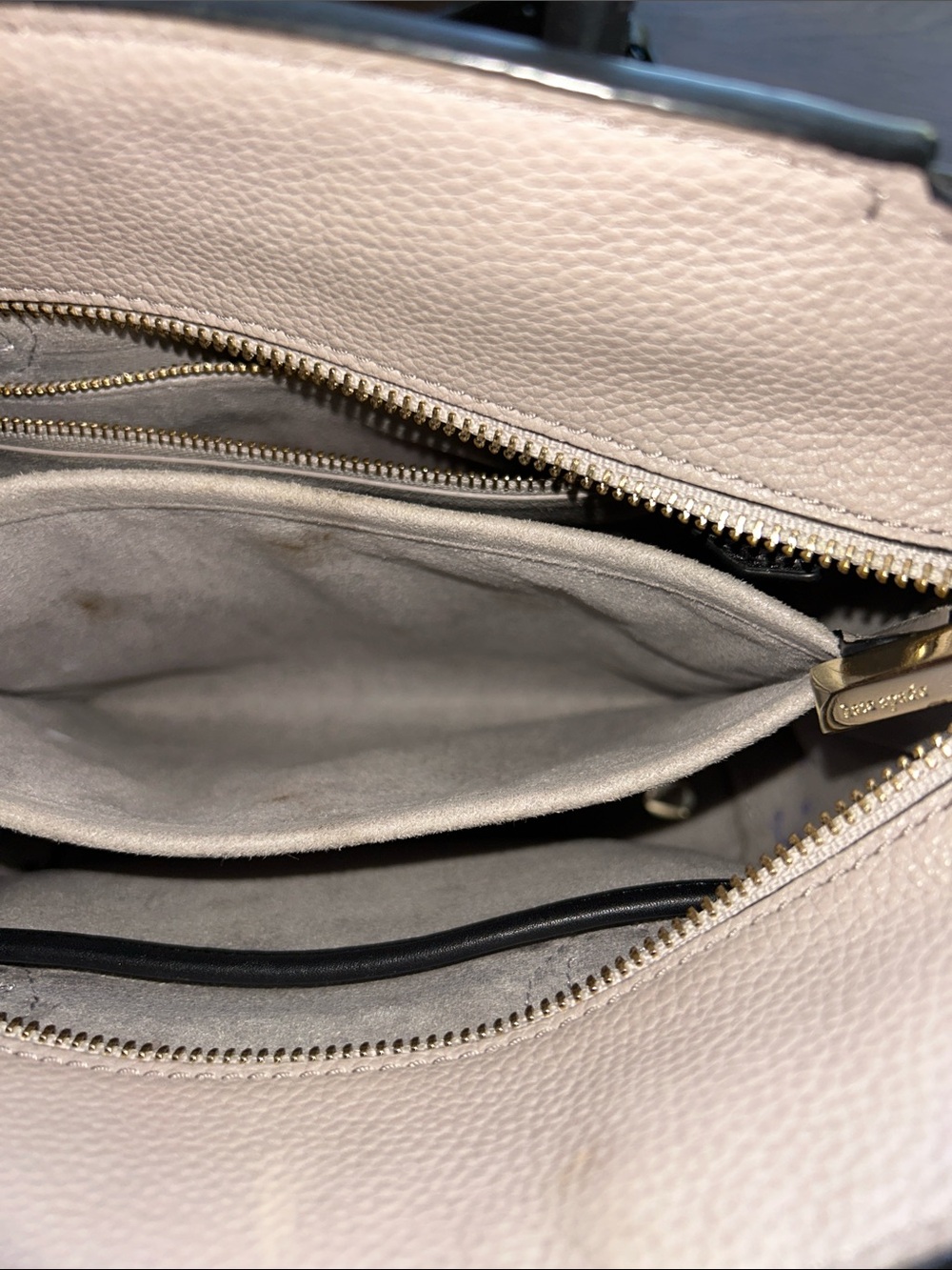 kate spade Pebbled Leather Tote Taupe Leather with Black Trim - Picture 11 of 13